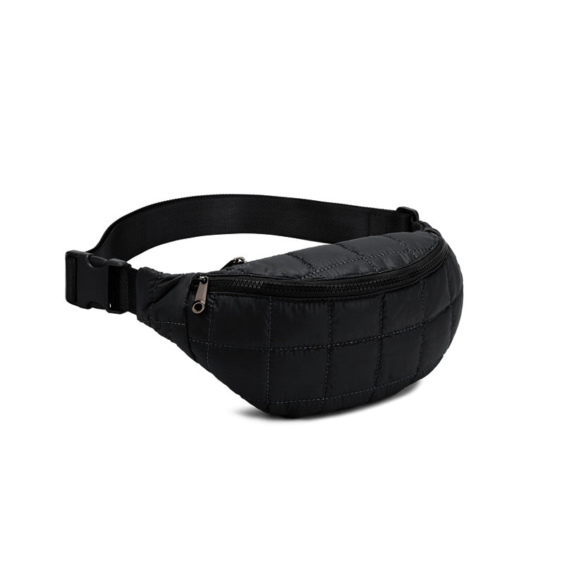 Quilted Diamond Crossbody Waist Bag - Unisex Casual Fanny Pack for Travel & Outdoor