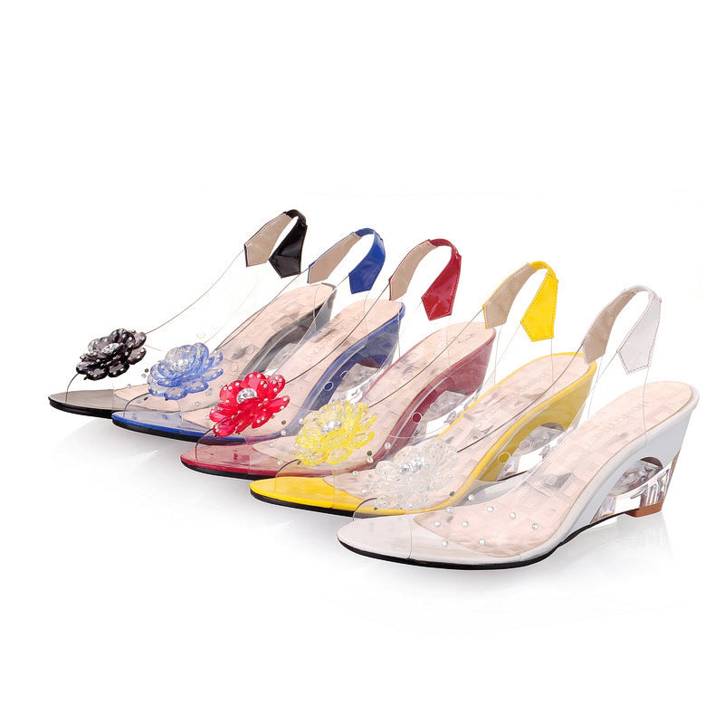 Women's Transparent Crystal Peep Toe High Heels - Summer Clear Sandals