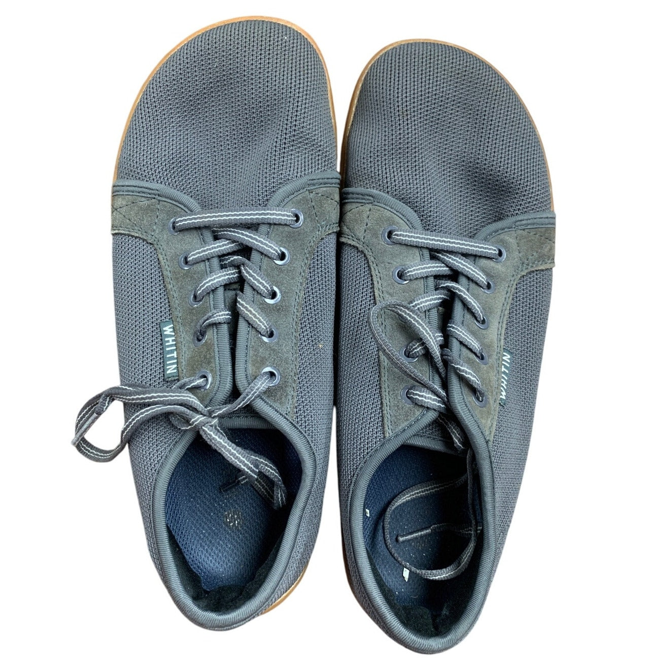 Whitin Mens Size 10W Tan Mesh Lace Up Wide Toe Box Zero Drop Athletic Shoes