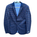 NWT New WD-NY Mens Large Navy Blue Orange Plaid 2 Button PolyCotton Blazer
