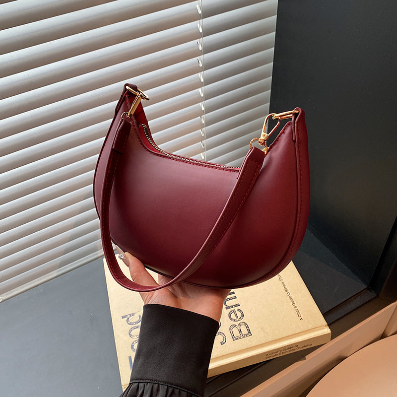 Women's Minimalist Dumpling Underarm Bag – PU Leather Crossbody Shoulder Bag