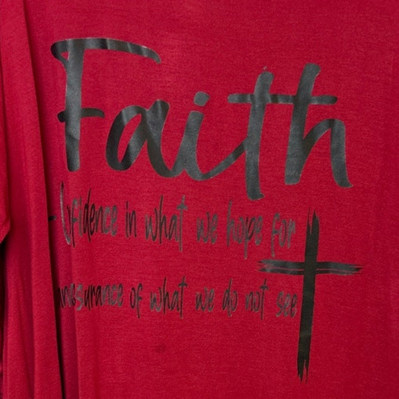 Upcycled Hand Printed Womens 3X Faith Jesus Cross Long Sleeve Tee Shirt