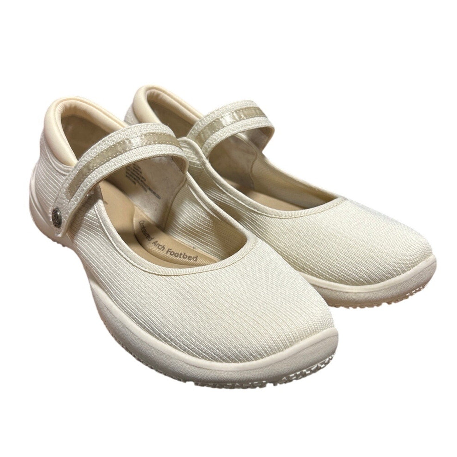 JSport Womens Size 8 Beige Tan Hook Loop Closure Mary Jane Comfort Shoes