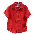 New Cat & Jack Boys Large Red Melon Short Sleeve 100% Cotton Button Up Shirt