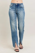 Judy Blue Full Size High Waist Vintage Wash Front Seam & Slit Straight Plus Size