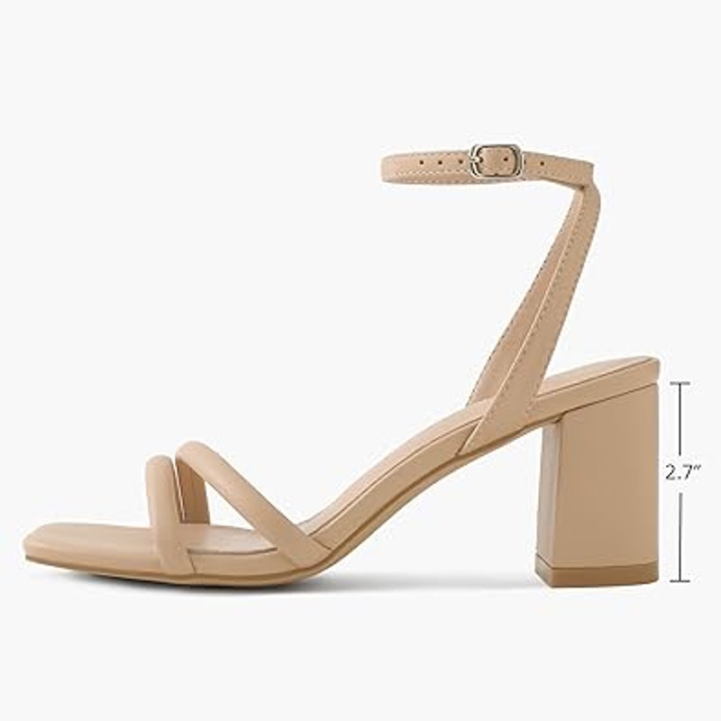 Shoe'N Tale Womens Size 6 Golden Tan Strappy 3" Heel Open Toe Ankle Strap Shoes