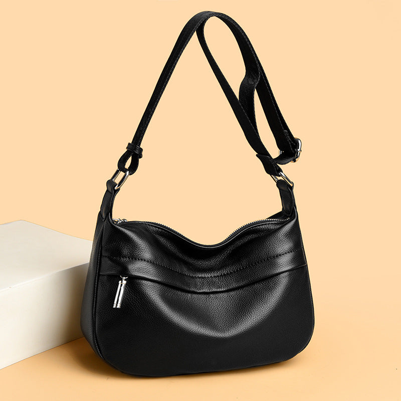 Women's Top-Grain Genuine Leather Crossbody Bag – Large Capacity Minimalist Shoulder Bag