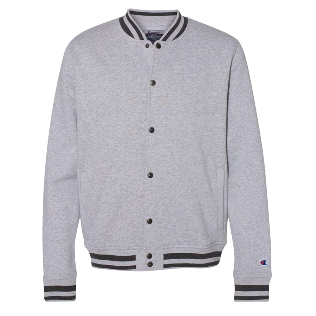 New Champion Mens 3XL Gray Snap Up PolyCotton Athletic Wear Bomber Jacket