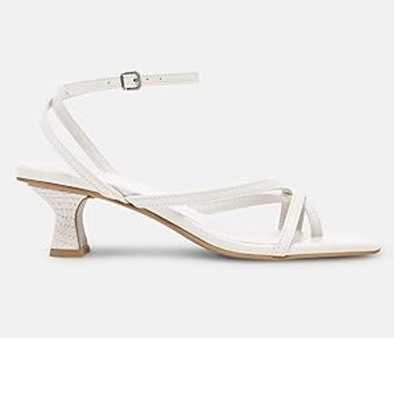 Juliet Holy Womens Size 8 White Open Toe 2.5" Heel Ankle Strap Sandal Shoes