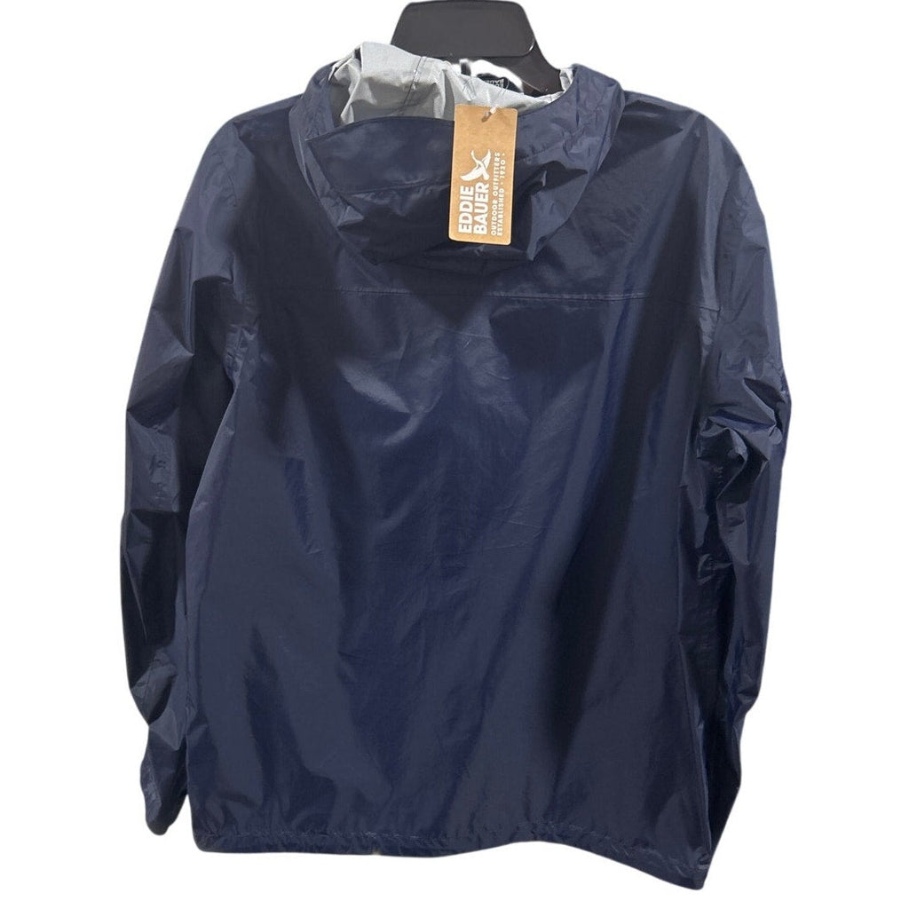 New Eddie Bauer Mens Medium Navy Blue Rippac Zip Up Weather Edge Pro Rain Jacket