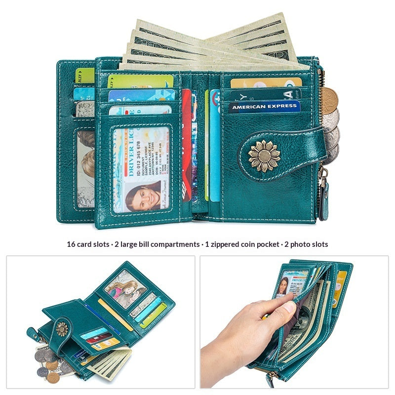 Anti-Theft RFID Blocking Leather Card Holder Wallet