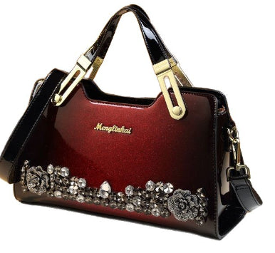 Studded Leather Tote Bag for Women – Diamond Encrusted Pillow Shape Shoulder Bag