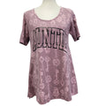 Hand Printed Upcycled Womens Small Auntie Key Floral Pattern Long Tee Shirt