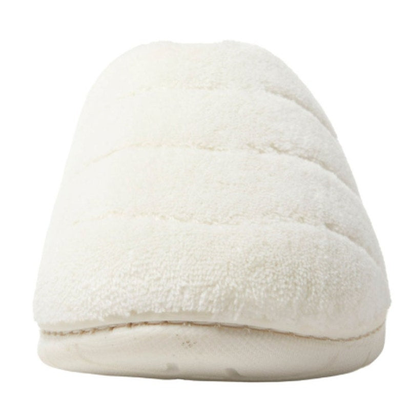 New In Box Dearfoams Women Small 5/6 Cream SlideOn Memory Foam Washable Slippers