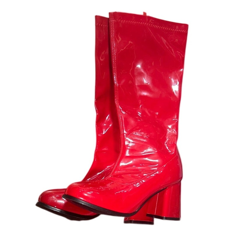 Satinoir Womens Size 7 Red 60s 70s 3" Block Heel Zip Up Disco Party Gogo Boots