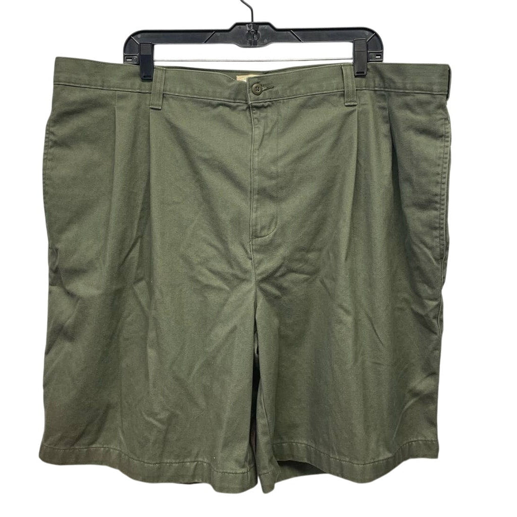 Cherokee Mens Size 44 Pleated Front 100% Cotton Olive Khaki Long Bermuda Shorts