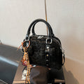 Women's PU Leather Pillow Bag – Crossbody & Handheld Purse with Rivet Detail