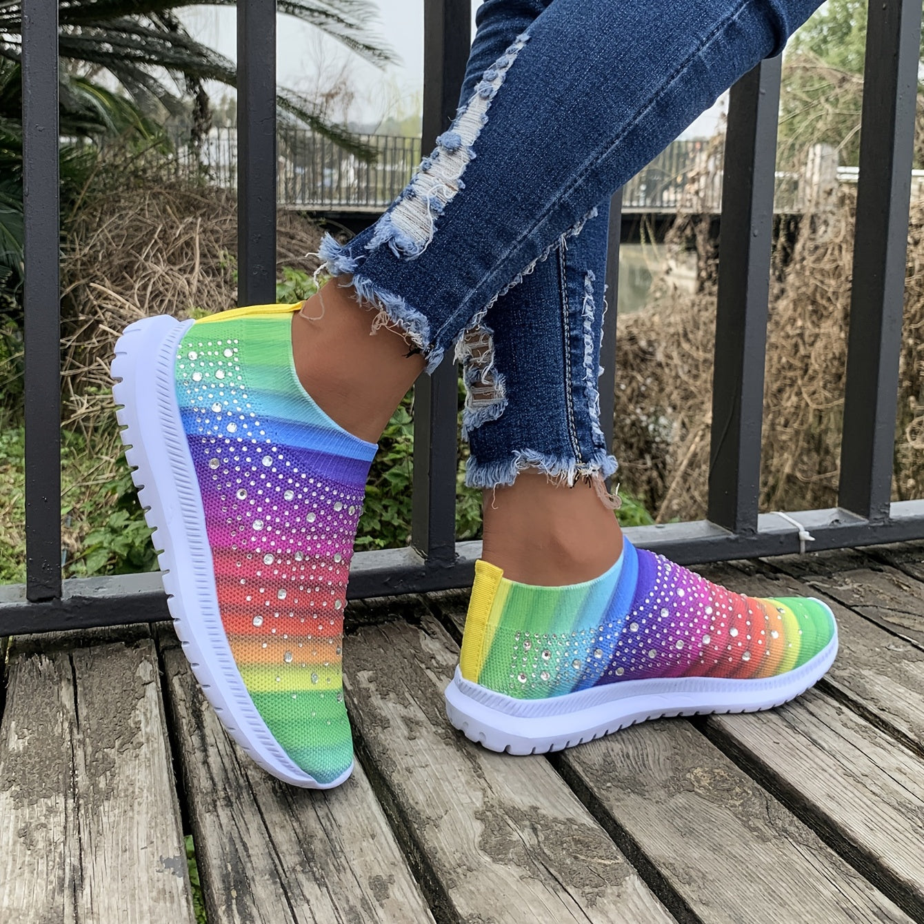Women's Color block Mesh Platform Breathable Sneakers
