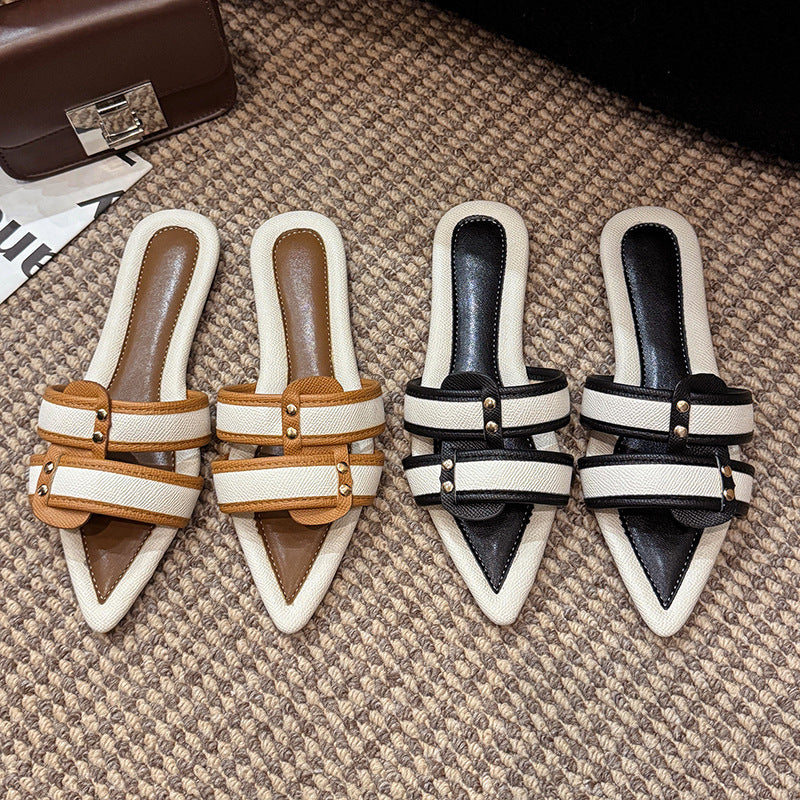 Women's Slip-On Lazy Slippers | Breathable Lightweight Color Block Slides