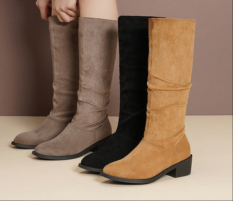 Women's Chunky Heel Over-the-Knee Boots – Pointed Toe Waterproof Fall Winter Boots
