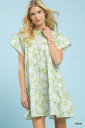 Umgee Floral Print Tiered Babydoll Dress