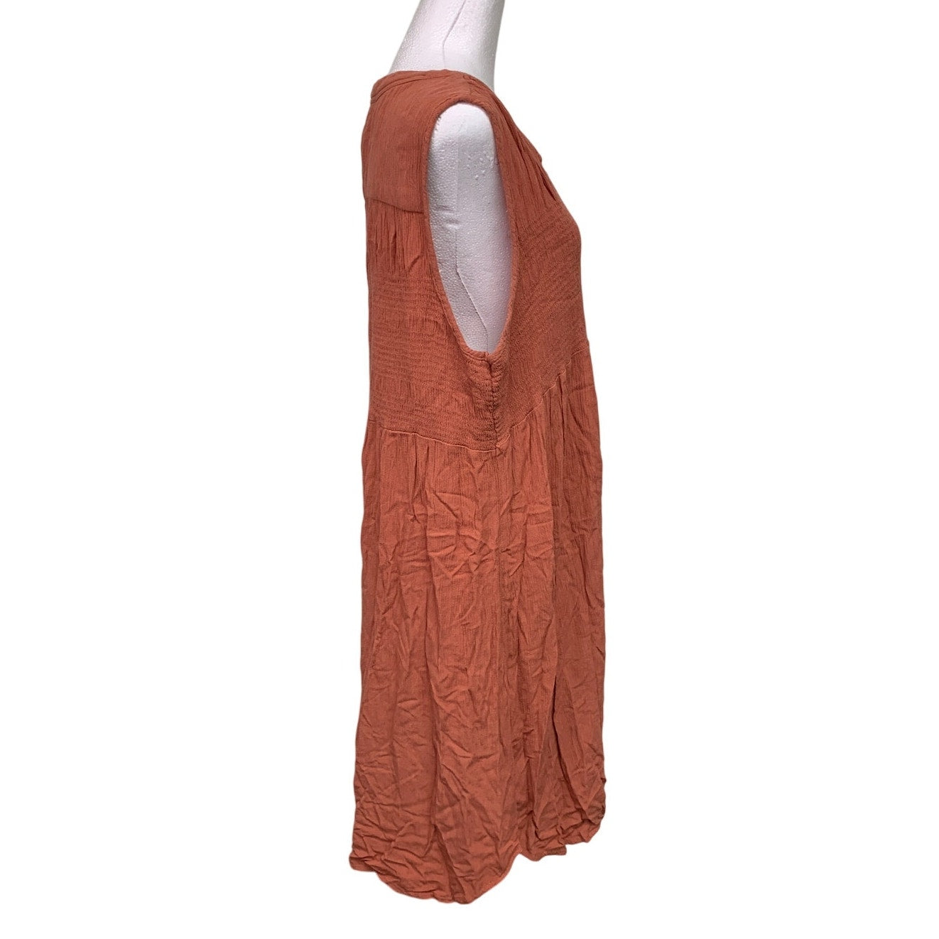 Knox Rose Womens XL 100% Rayon Sleeveless Button Up V Neck Shift Midi Dress