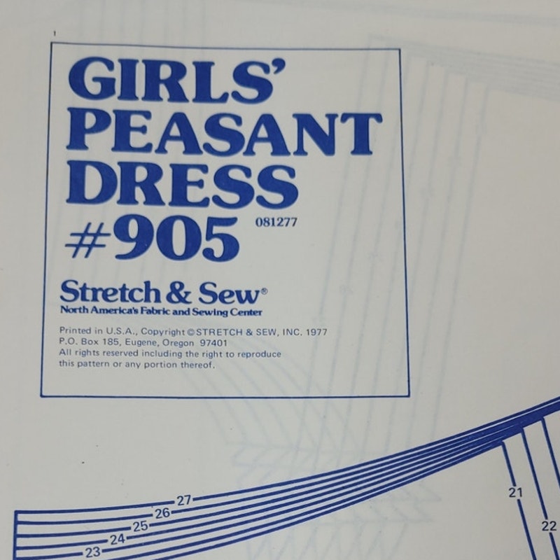 Vintage 1977 Stretch & Sew 905 Girls Peasant Dress Uncut Sewing Pattern