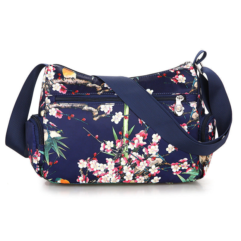 Women's Printed Canvas Shoulder Bag – Floral & Landscape Pattern Crossbody Handbag