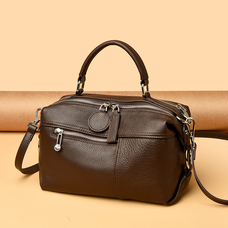 Women's Full-Grain Cowhide Shoulder Bag | Retro Woven Leather Handbag