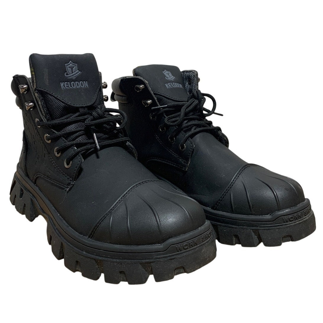 Kelodon Mens Size 9.5 Black Waterproof Steel Toe Memory Foam Non Slip Work Boots