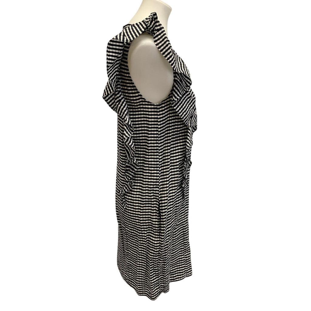 H & M Womens Size 6 Lightweight Gingham Ruffled Shoulder Sleeveless Sheath Dress