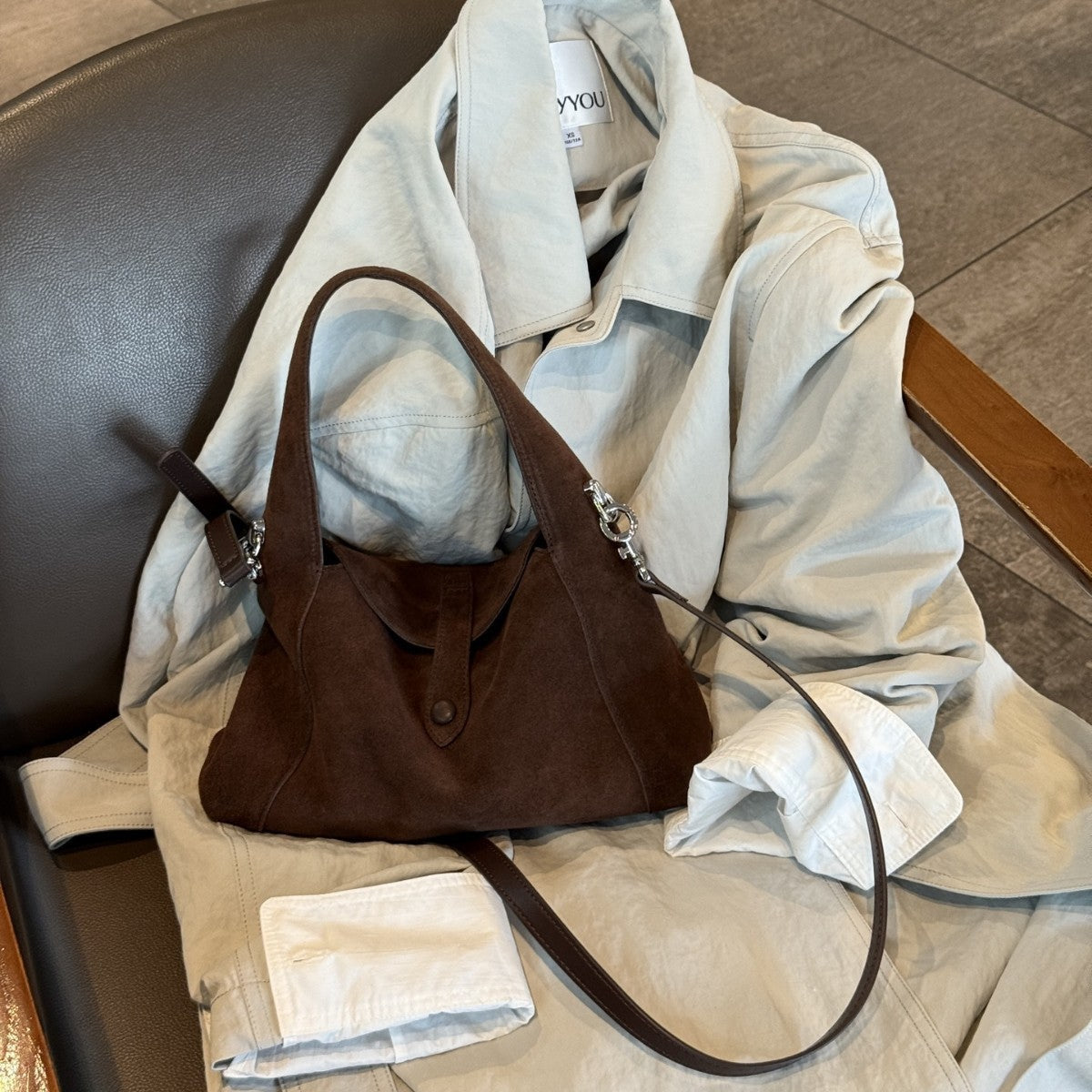 Women's Retro Minimalist Crossbody Bag – Matte Cowhide Leather Shoulder Bag