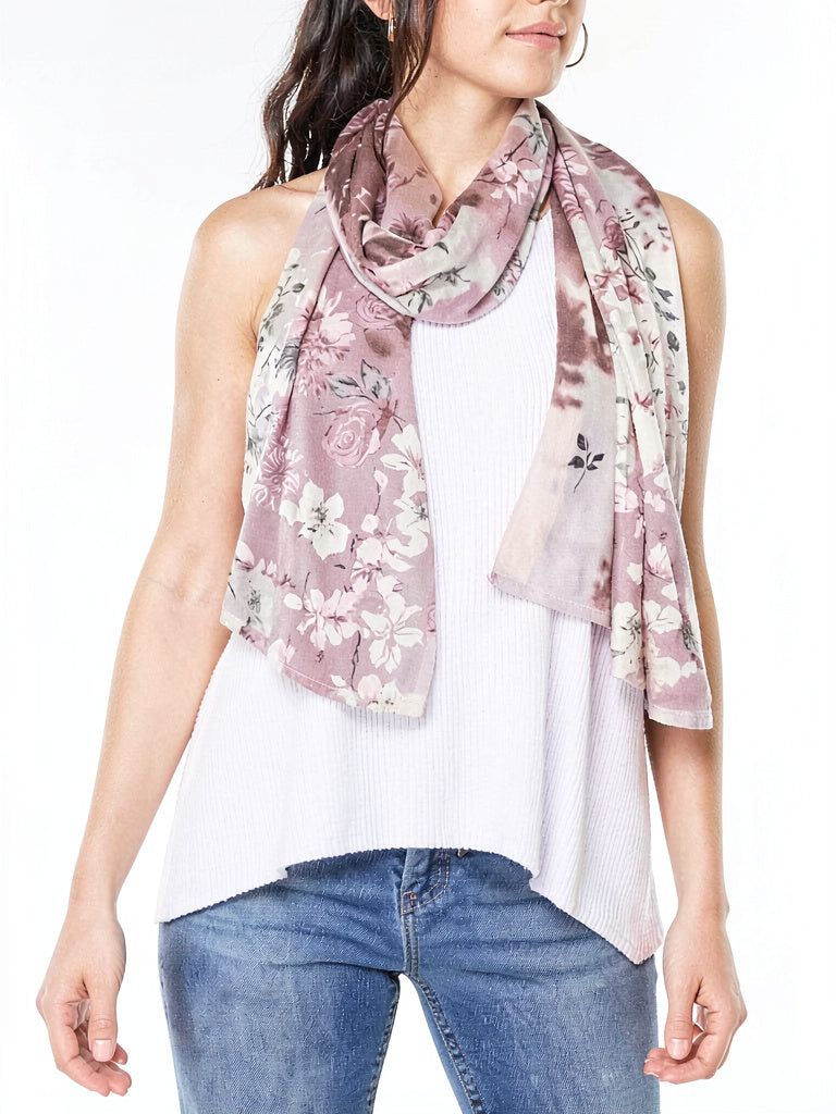 INC International Concepts I.N.C. Floral Burnout Wrap One Size Lilac
