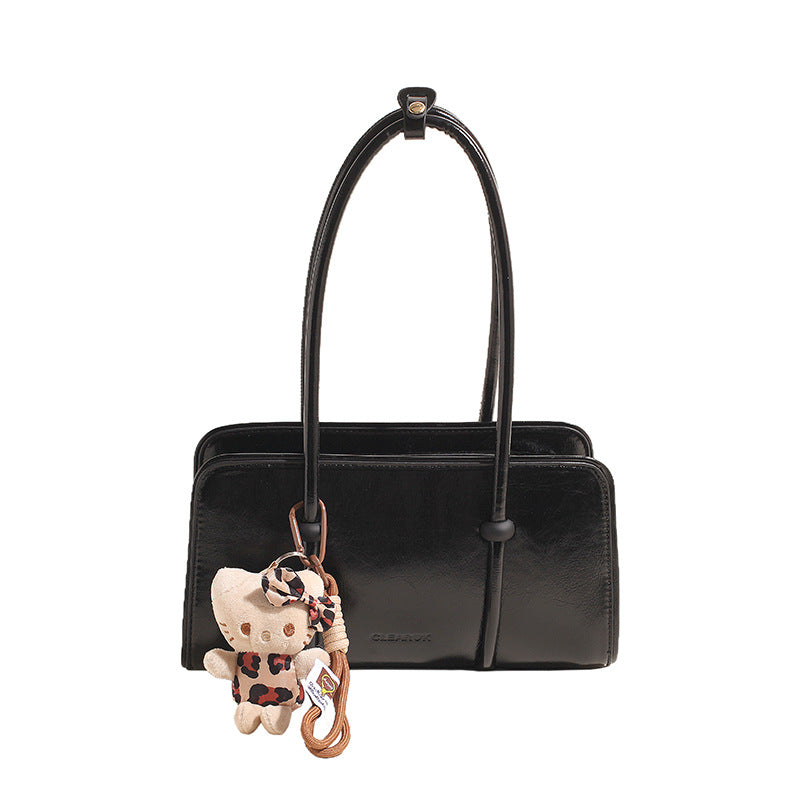 Women's Vintage Pendant Underarm Bag - PU Leather Crossbody Handbag with Adjustable Strap