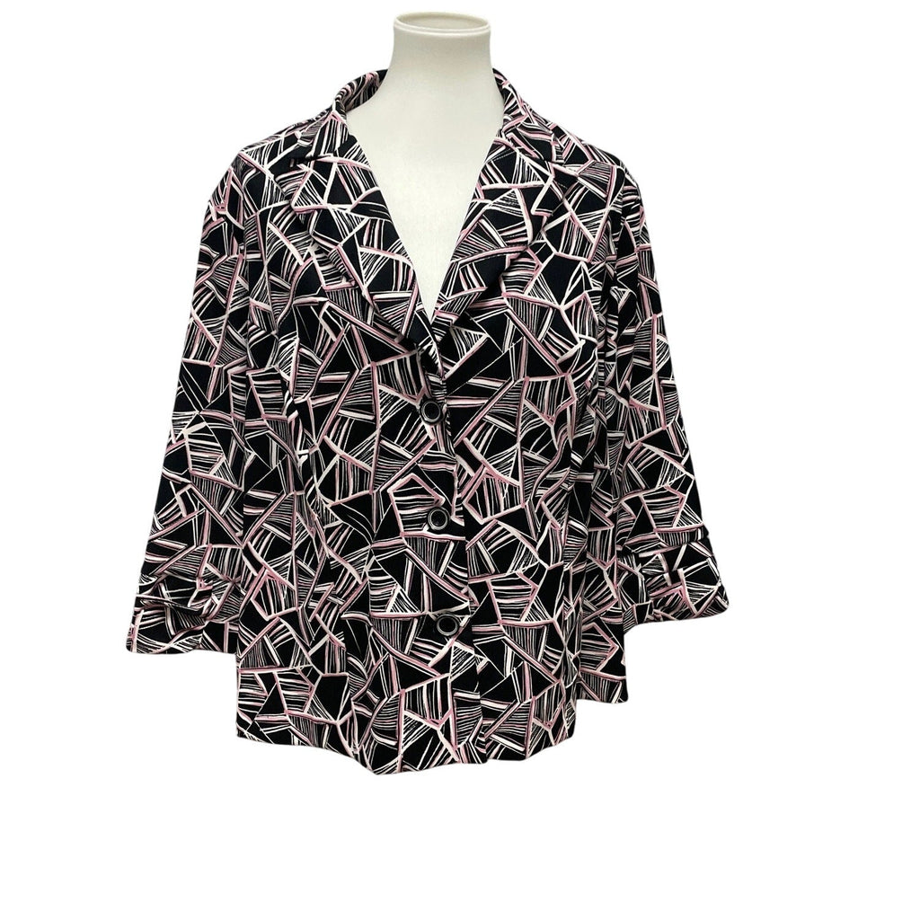 Dress Barn Woman Size 14/16 Button Up Geometric Long Sleeve Suit Blazer Jacket
