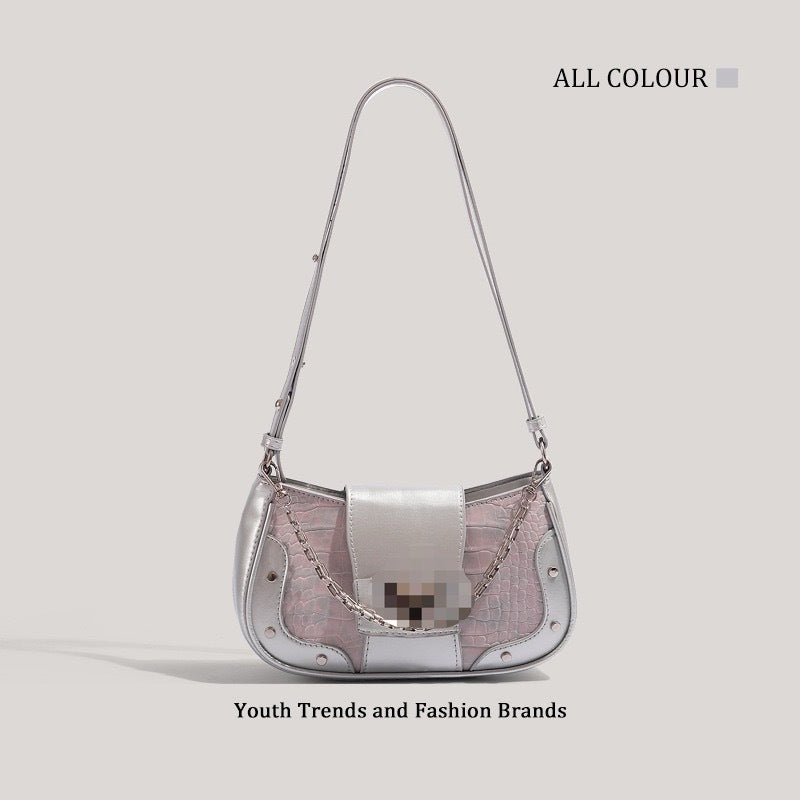Mini Square Crossbody Bag for Women – PU Leather Shoulder & Underarm Bag with Chain Strap | Stone Pattern