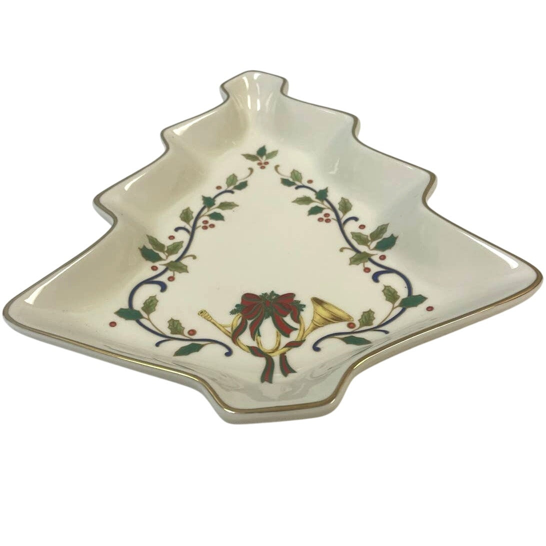 Vintage Mikasa Fine Porcelain Holiday Elegance Gold Trimmed Christmas Tree Dish