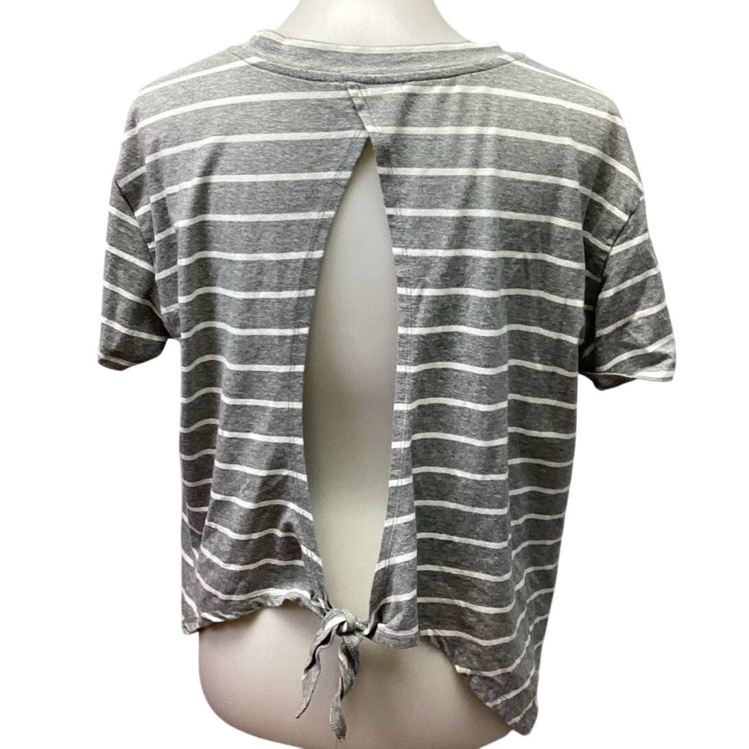 Listicle Womens Large Short Sleeve Striped Cotton Blend Tee Shirt w Open Back
