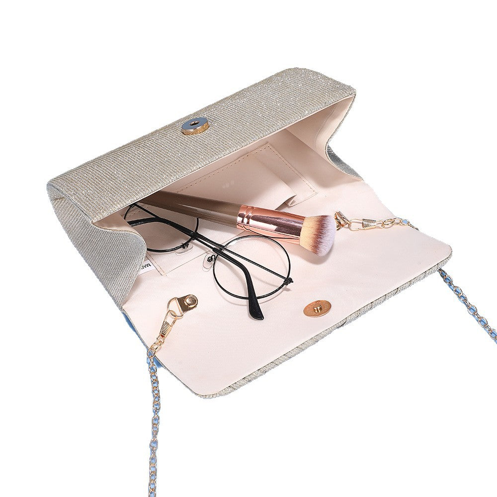 Women's Elegant Striped Evening Bag with Chain Shoulder Strap | Clutch Purse