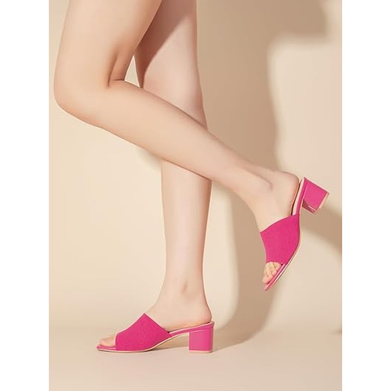 Shoe'N Tale Womens Size 11 Hot Pink 2.5" Heel Open Toe SlideOn Mule Sandal Shoes