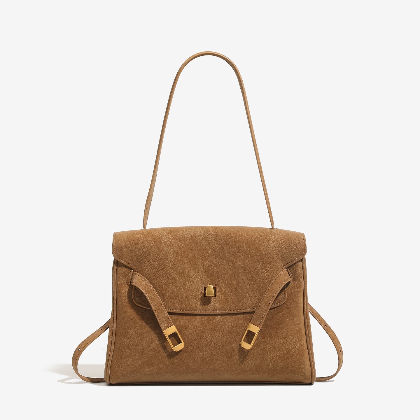 Retro Leather Shoulder Bag - Genuine Leather Minimalist Handbag for Women