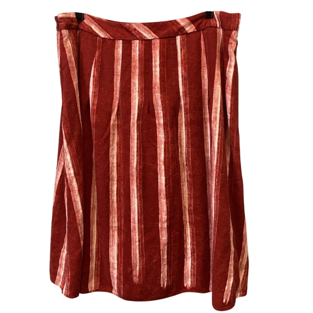 Coldwater Creek Womens Size 14 Striped Linen Blend Side Zipper Fully Lined Skirt