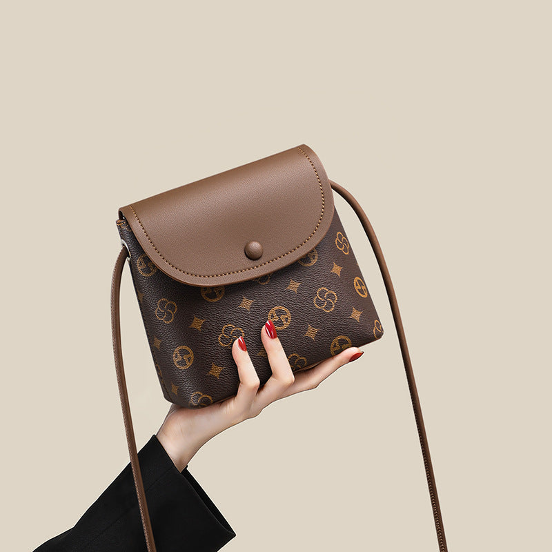 Women's Bucket Shoulder Bag – Patchwork Synthetic Leather Streetwear Handbag
