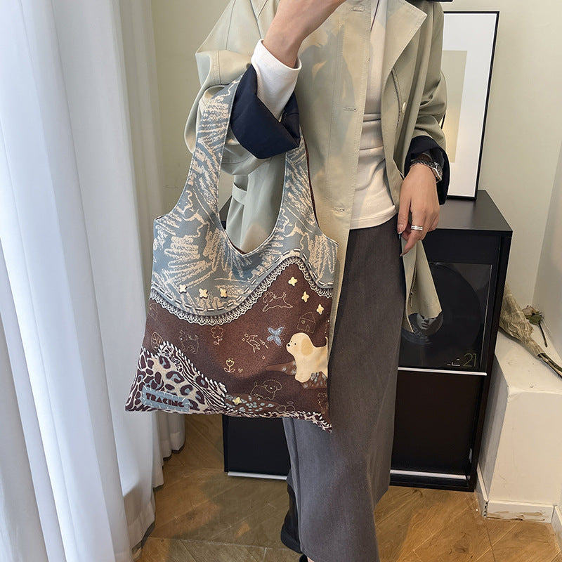 Leopard Print Canvas Commuter Bag
