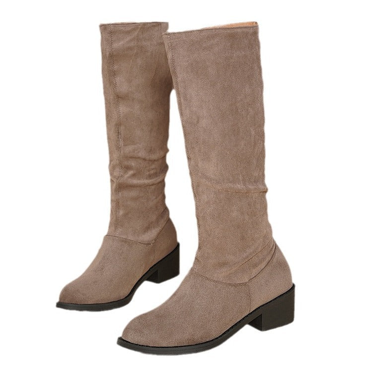Women's Chunky Heel Over-the-Knee Boots – Pointed Toe Waterproof Fall Winter Boots