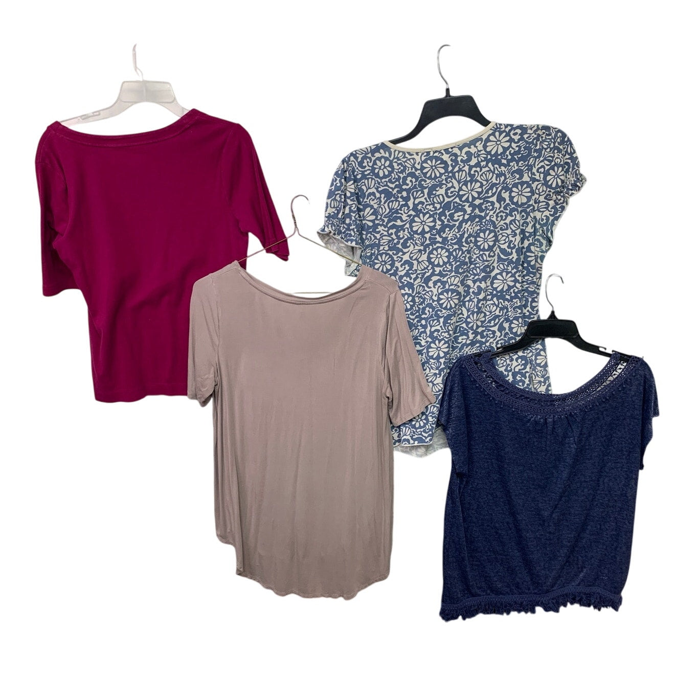 Lot of 4 Apt 9 Cato Croft & Barrow Womens Large Short Sleeve Floral Solid Tops