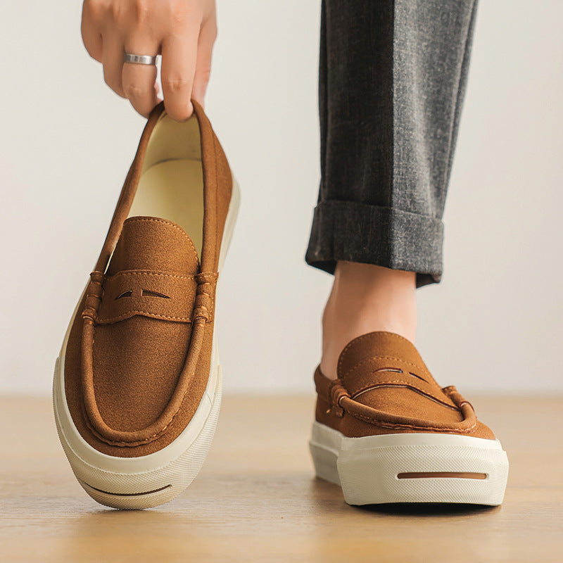 Men's Suede Tassel Loafers - Chunky Sole Slip-On Casual Shoes