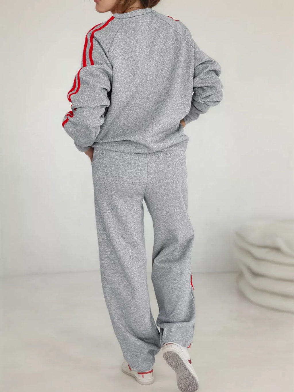 Casual Striped Sweatshirt and Pants Set