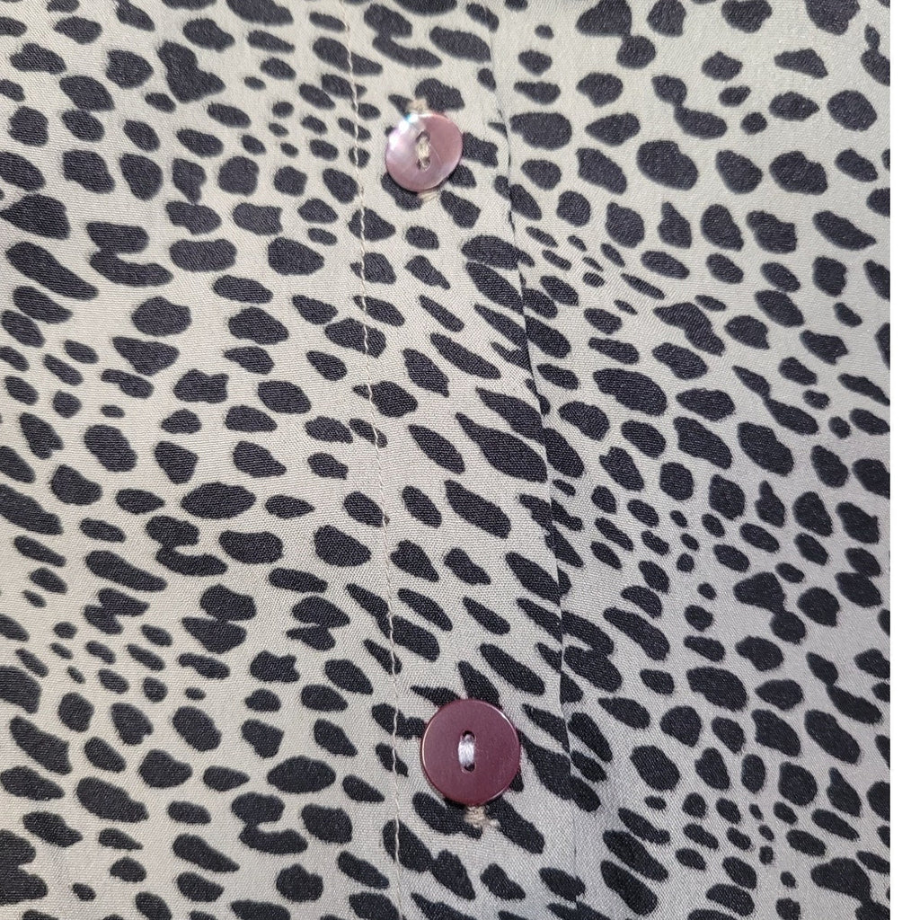 FYLO Womens Medium Cheetah Print Long Sleeve Beaded Collar Button Up Top