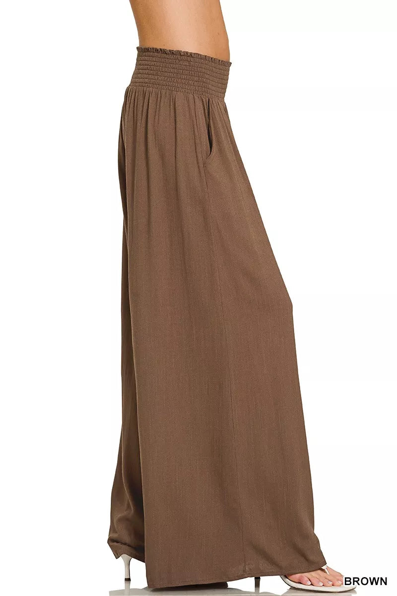 Zenana Smocked Waistband Wide Leg Lounge Pants